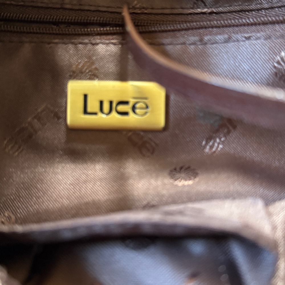 LUCE Chocolate Brown Hobo Slouch Genuine Leather Purse Gold Hardware - Picture 10 of 15